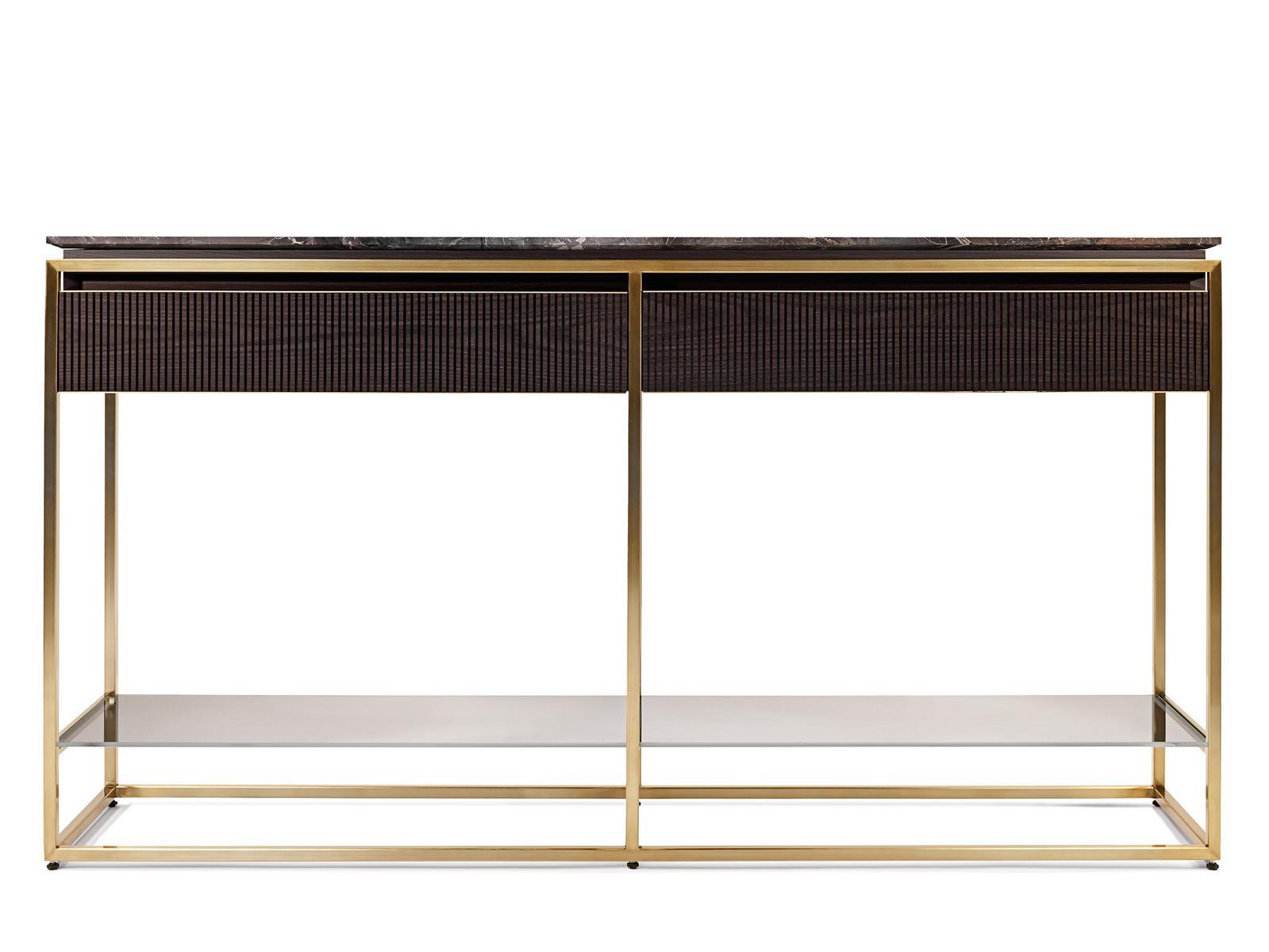 Rectangular marble console table with drawers | Banner by Visionnair