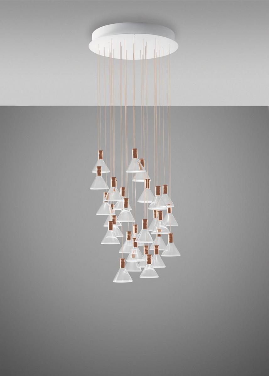 LED Borosilicate glass pendant lamp | Multispot Polair by Fabbian