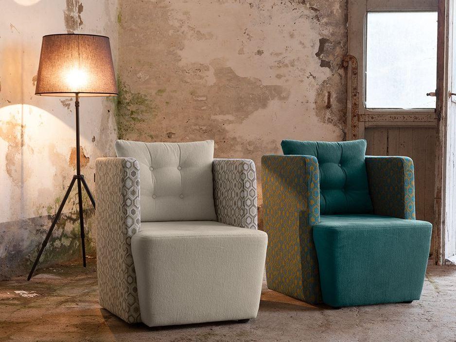 Upholstered fabric armchair with armrests | Artibella by Domingo salotti