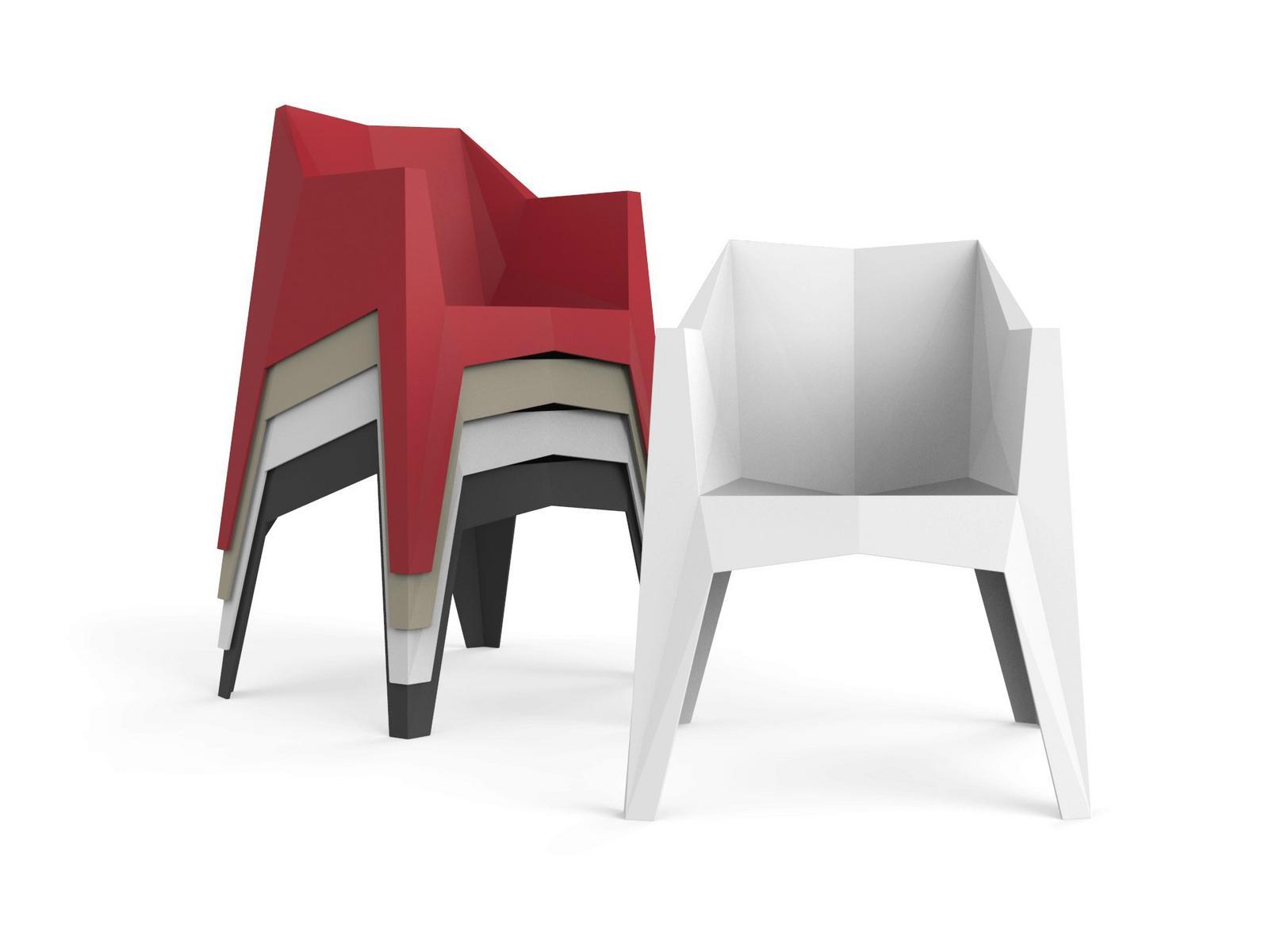 Stackable garden chair with armrests | Voxel by Vondom