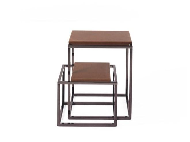 Rectangular chrome plated steel and leather coffee table | Matrix by Gianfranco Ferre Home