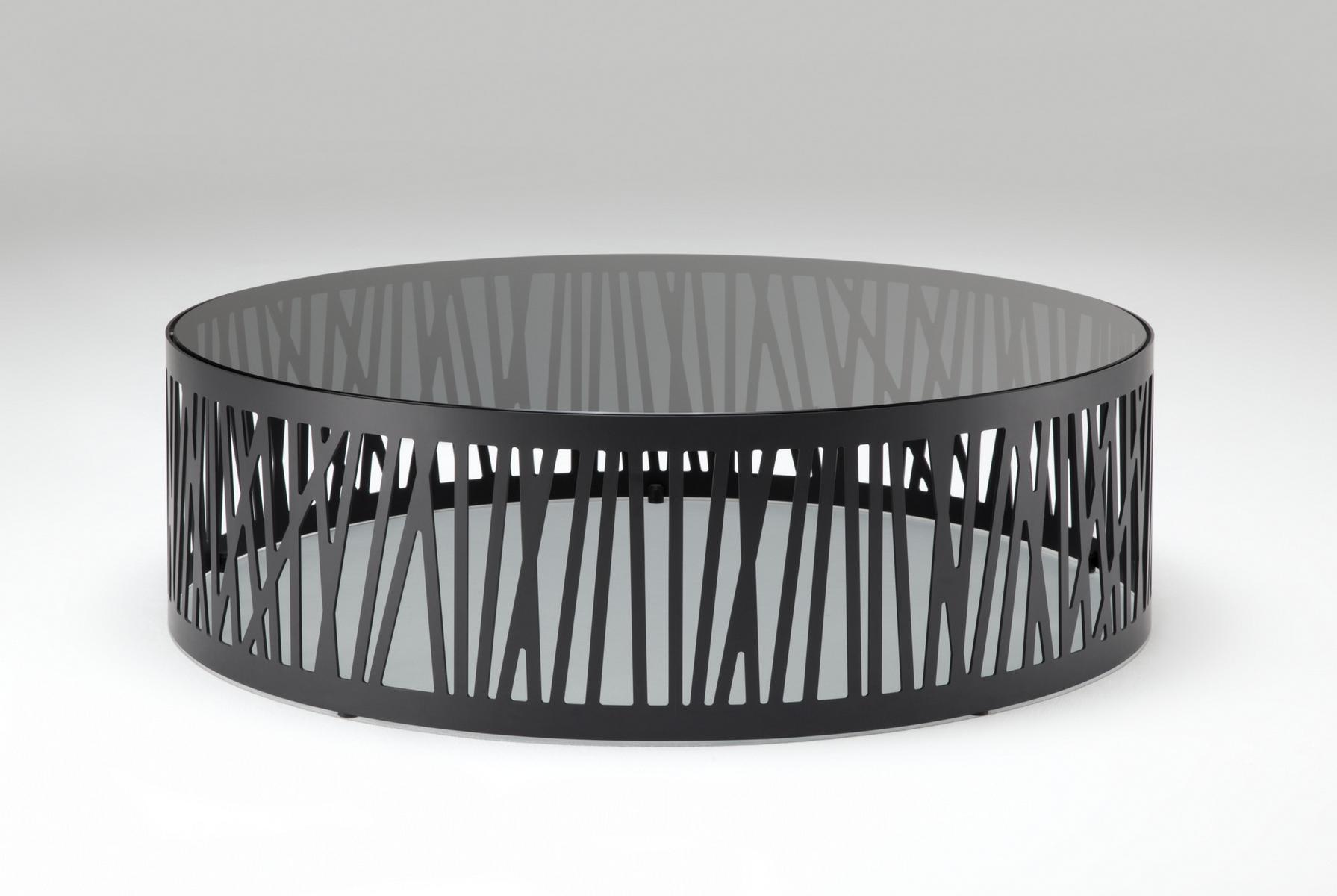 Round glass and steel coffee table | 8330 by Rolf Benz