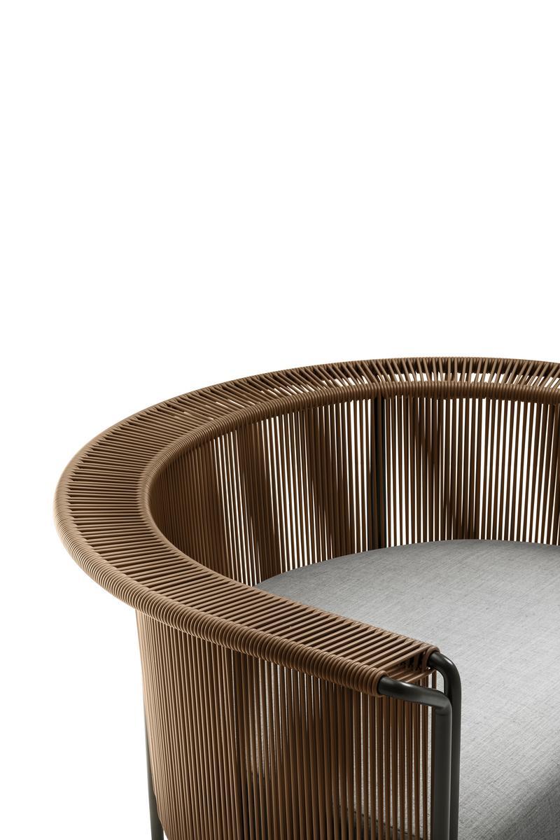 Tanned leather and fabric armchair with armrests | Alton by Lema