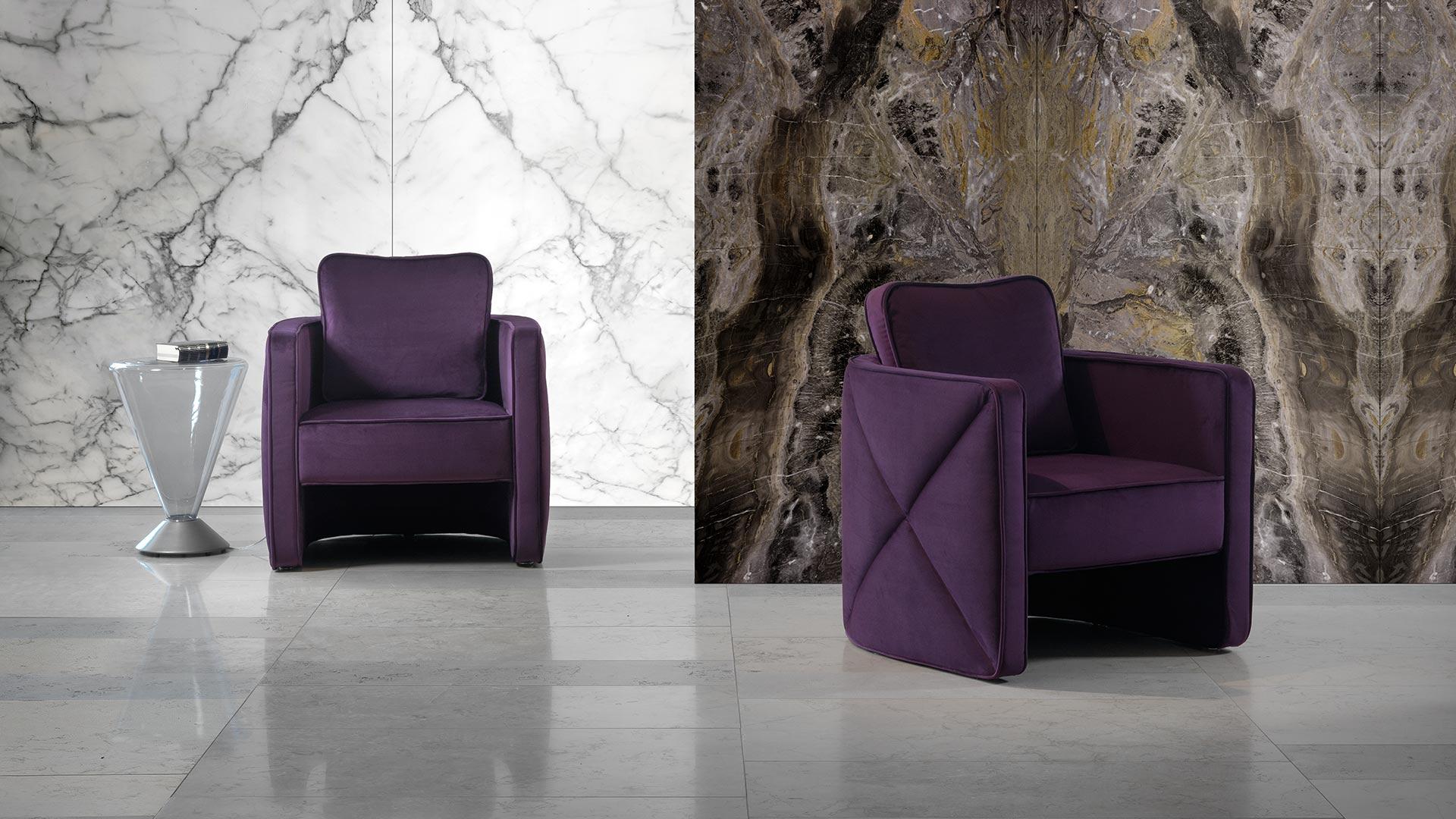 Upholstered leather armchair with armrests | Aura by Reflex