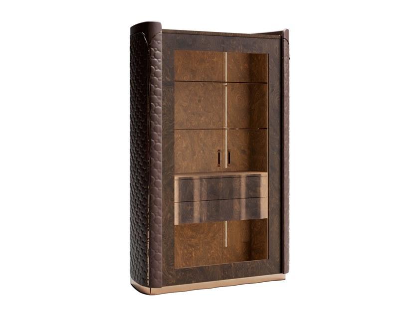 Wood and glass display cabinet with integrated lighting | Mason by Volpi