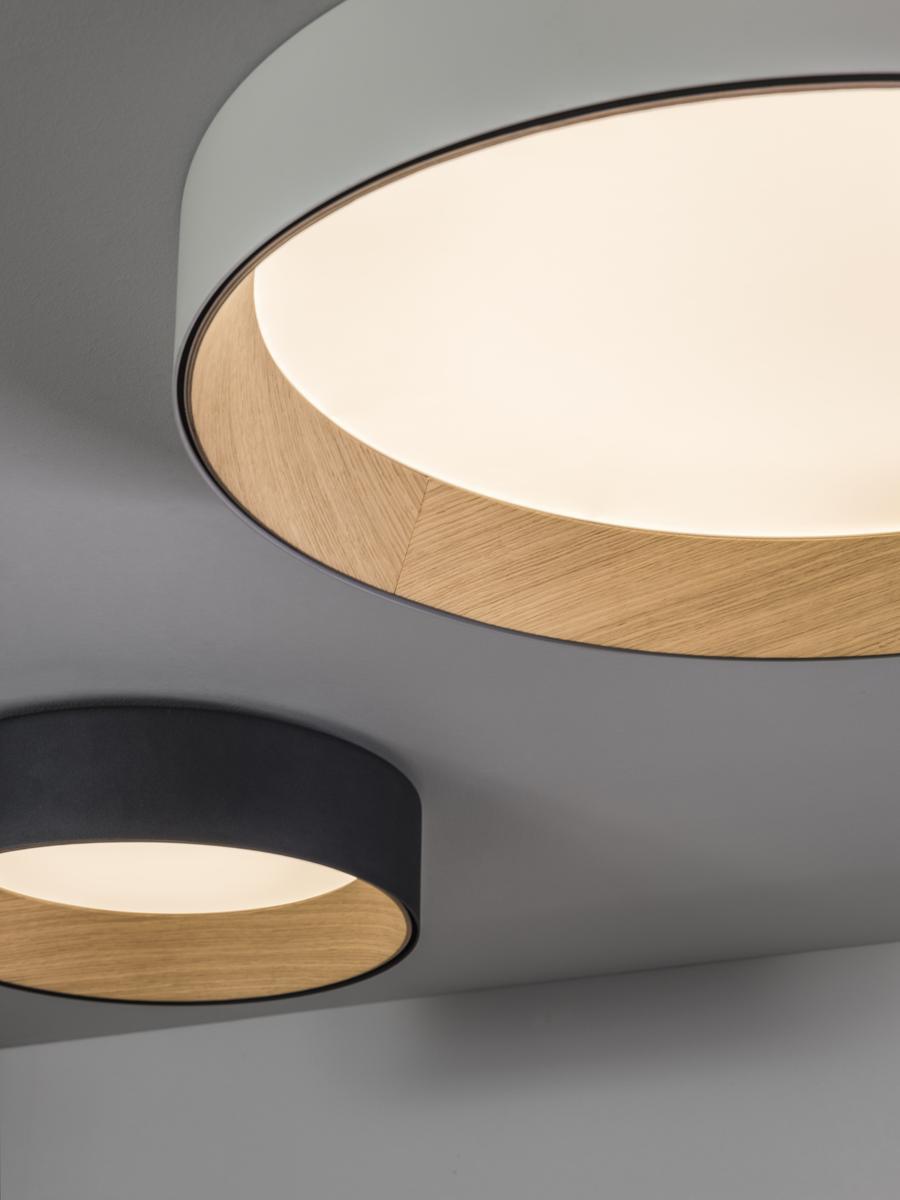 LED aluminium and wood ceiling lamp | Duo by Vibia