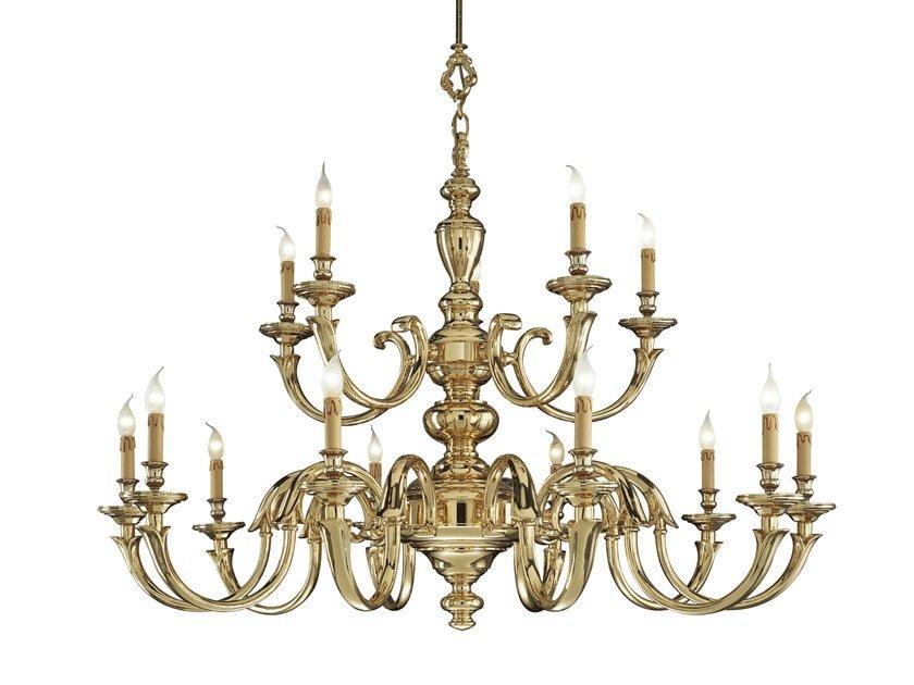 Polished Brass chandelier | Amos 260/10+5 by Possoni Illuminazione