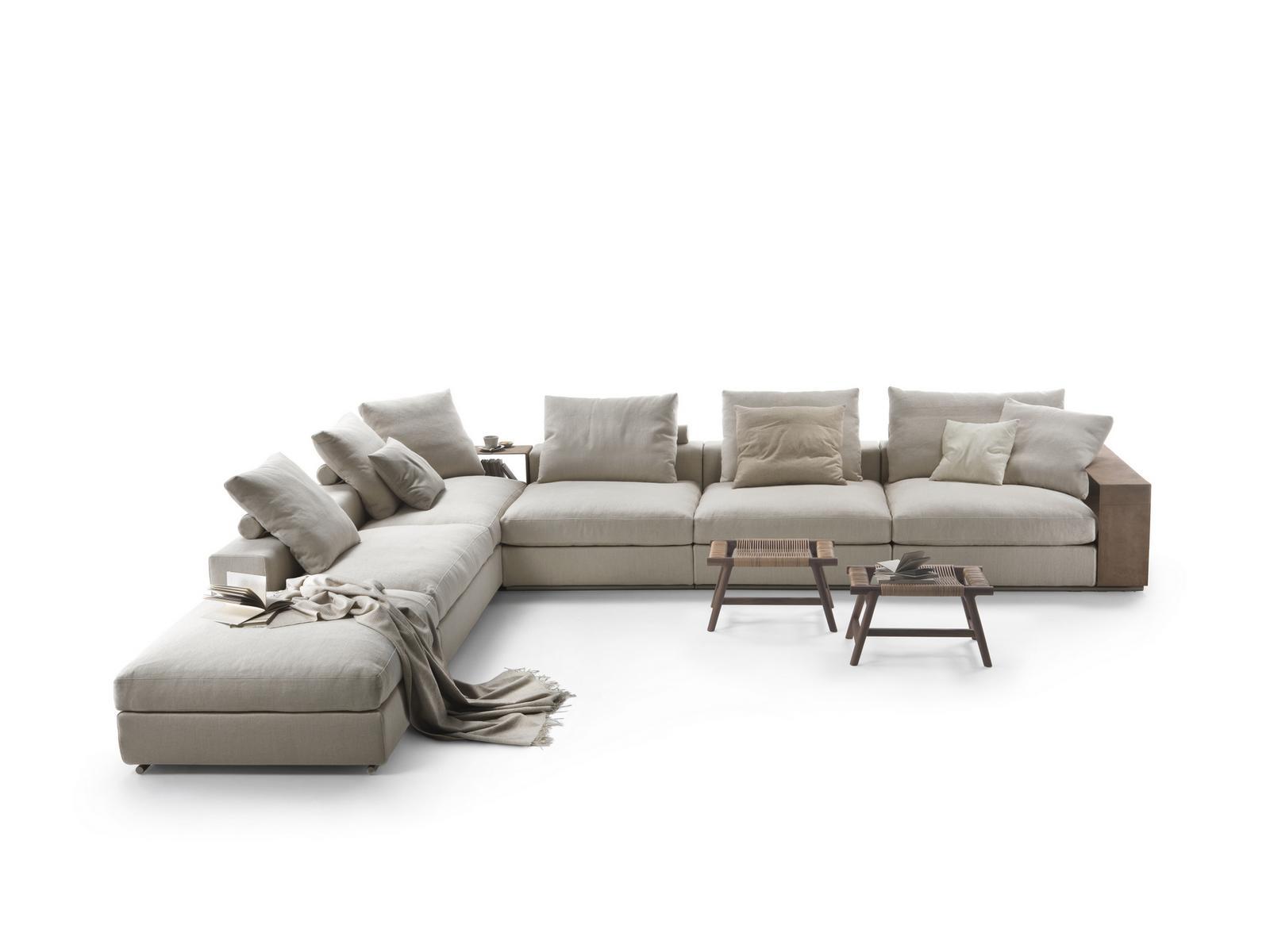 Sectional fabric sofa with storage space | Groundpiece by Flexform