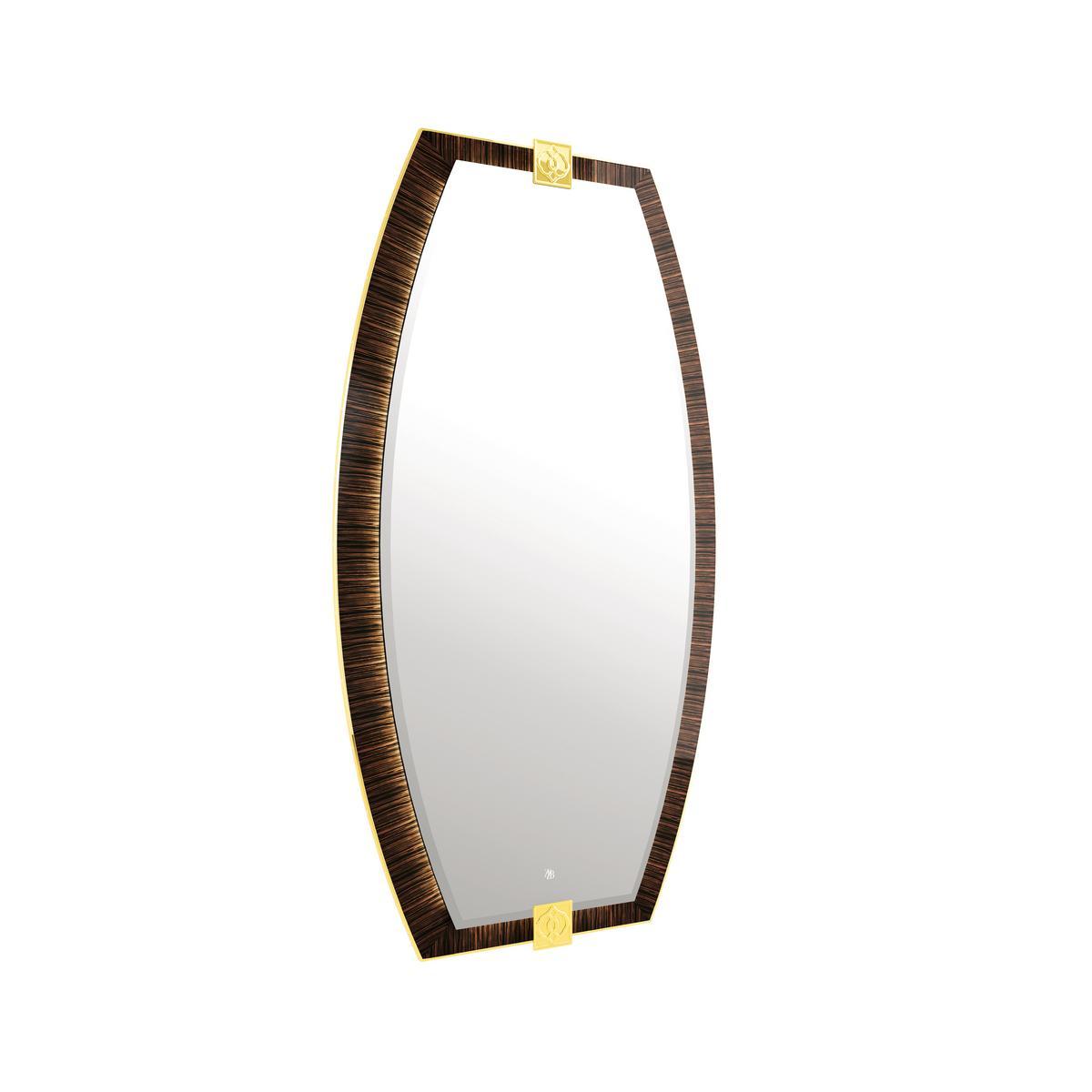 Wall mirror with frame and integrated lighting | Etienne by Bruno Zampa