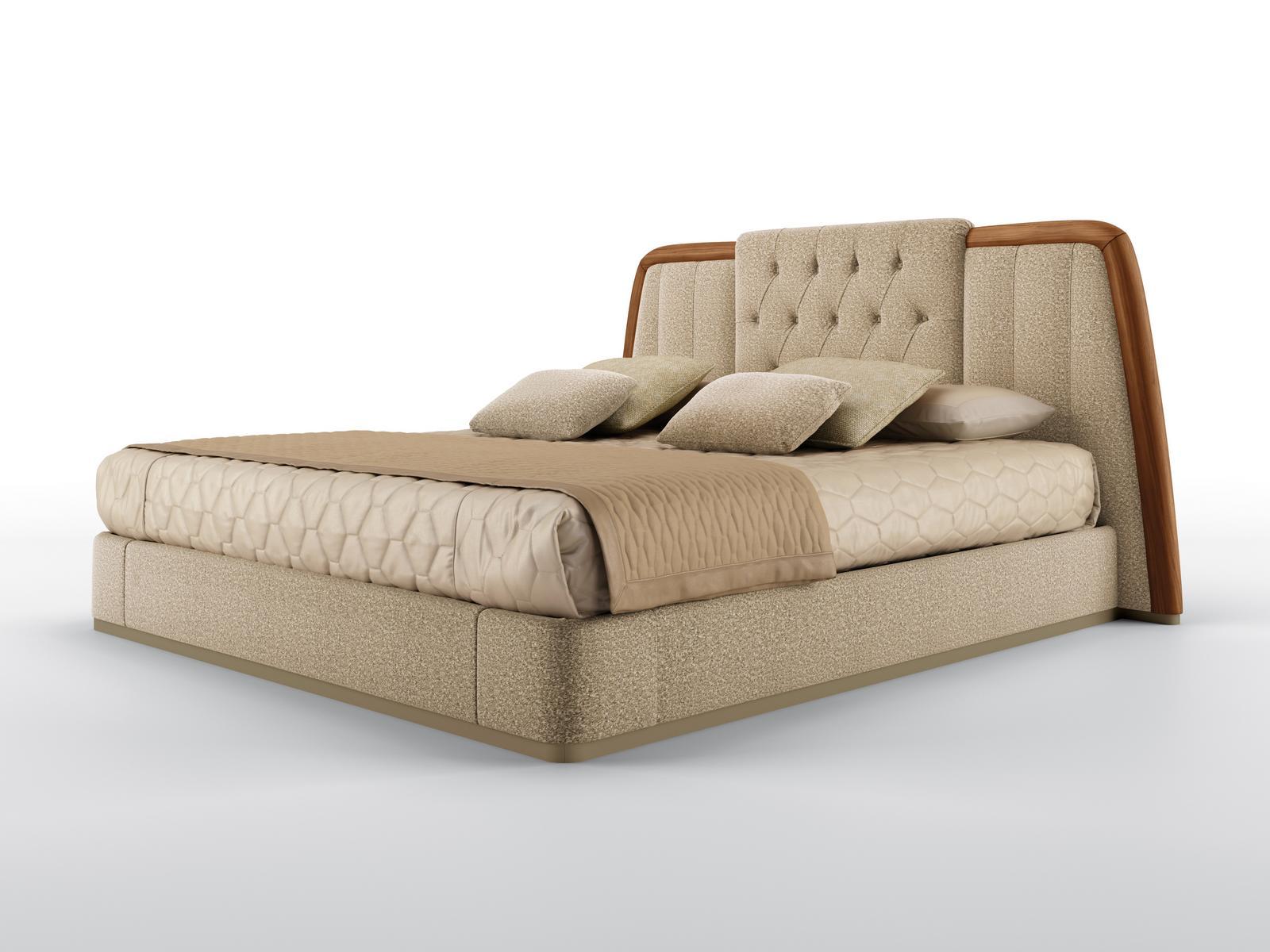 Upholstered velvet king size bed | Bernini Xylo by Bruno Zampa