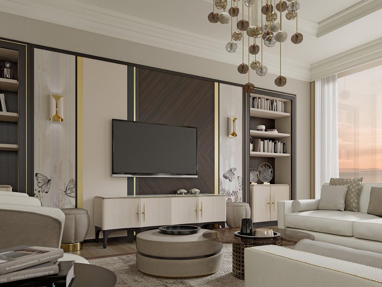 Custom wooden TV wall system | Pr.860.1 by Stella del Mobile