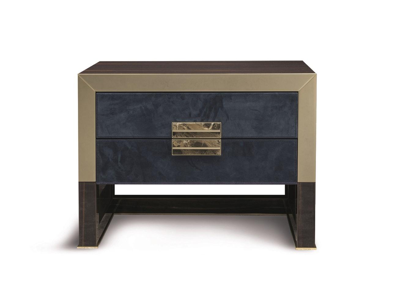 Rectangular lacquered bedside table with drawers | Orwell by Longhi
