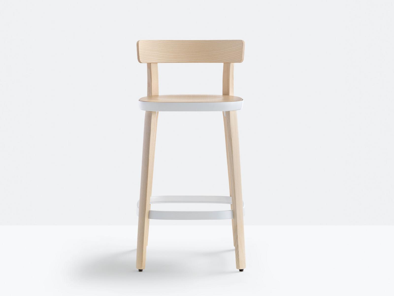 High ash stool with back | Folk 2936 by Pedrali
