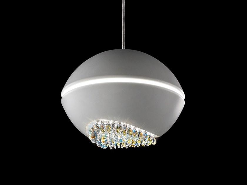 LED powder coated aluminium pendant lamp with Swarovski® Crystals | Blink S1 by Masiero