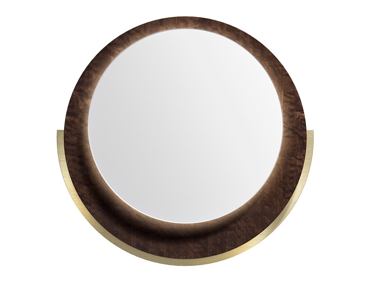 Round framed wall-mounted wooden mirror | Rondò D100 by Capital Collection