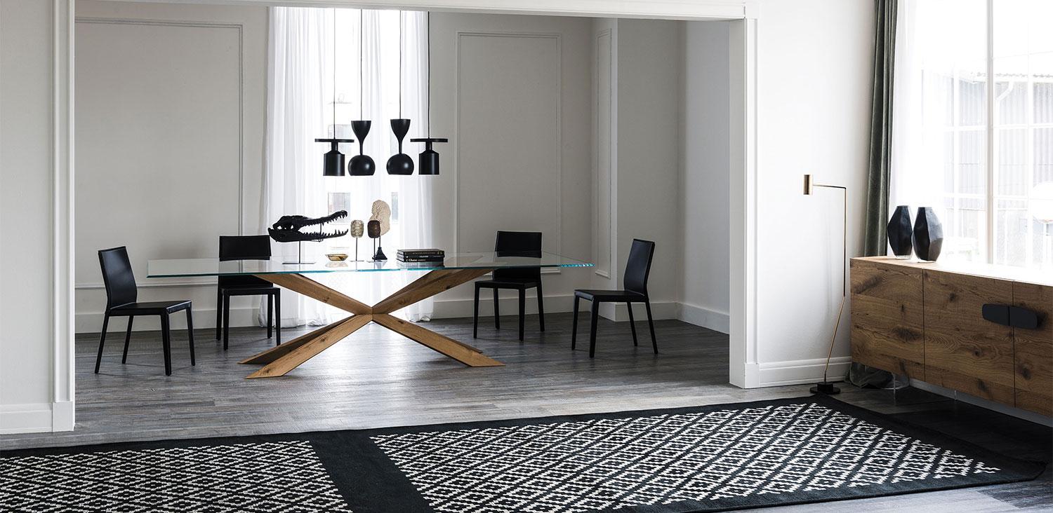 Rectangular tempered glass table | Spyder by Cattelan Italia