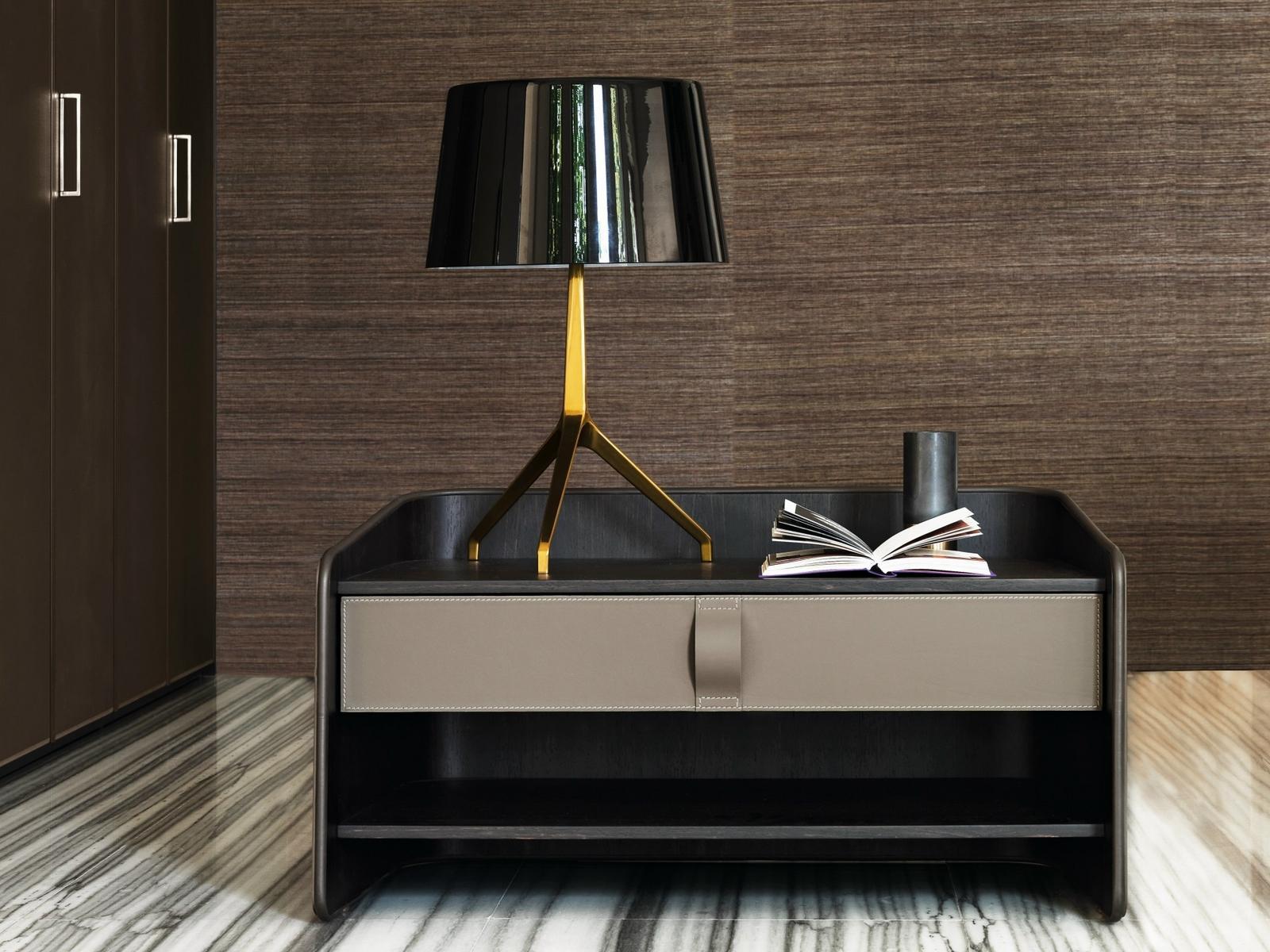 Rectangular leather bedside table | Gentleman by Flou