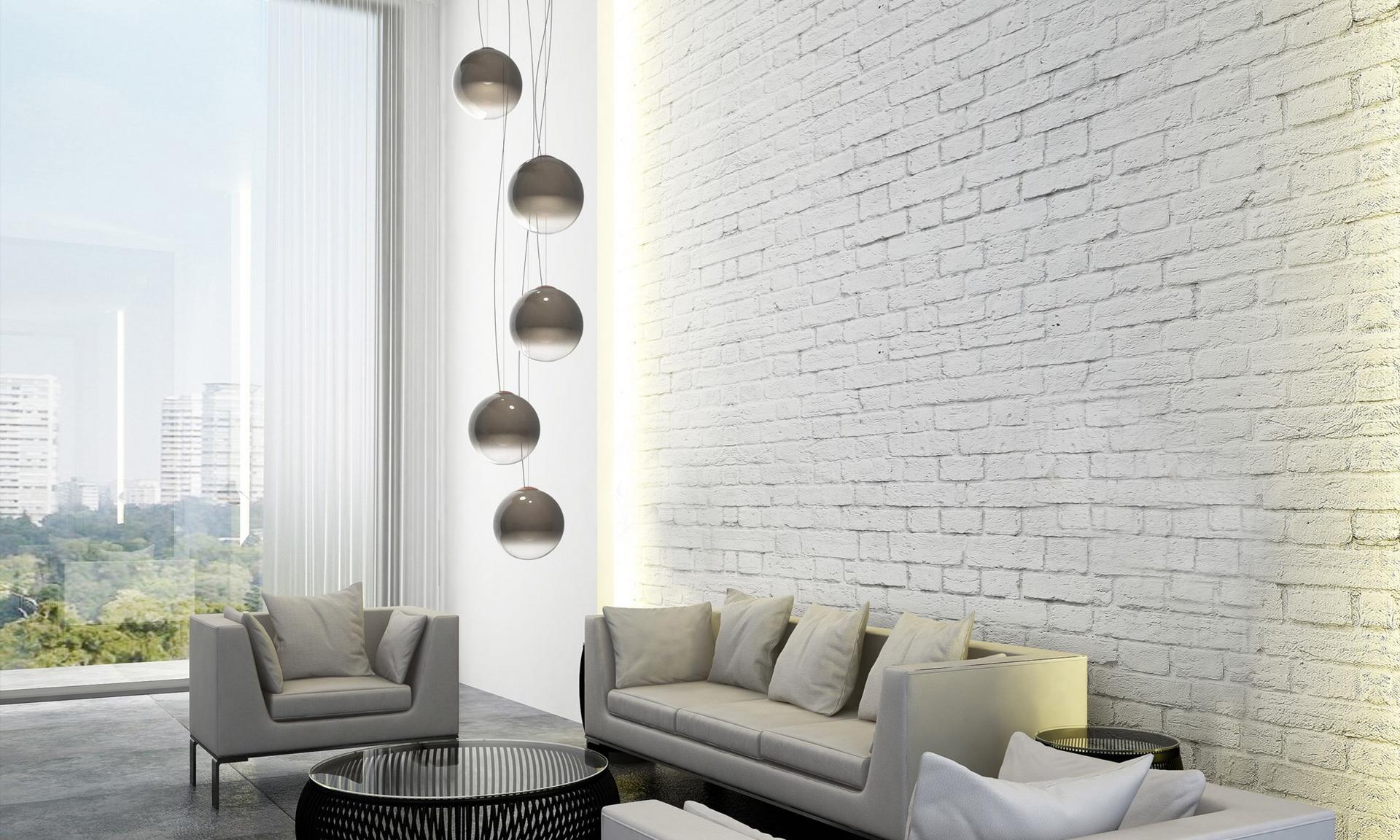 LED handmade blown glass pendant lamp | Smoke by Panzeri