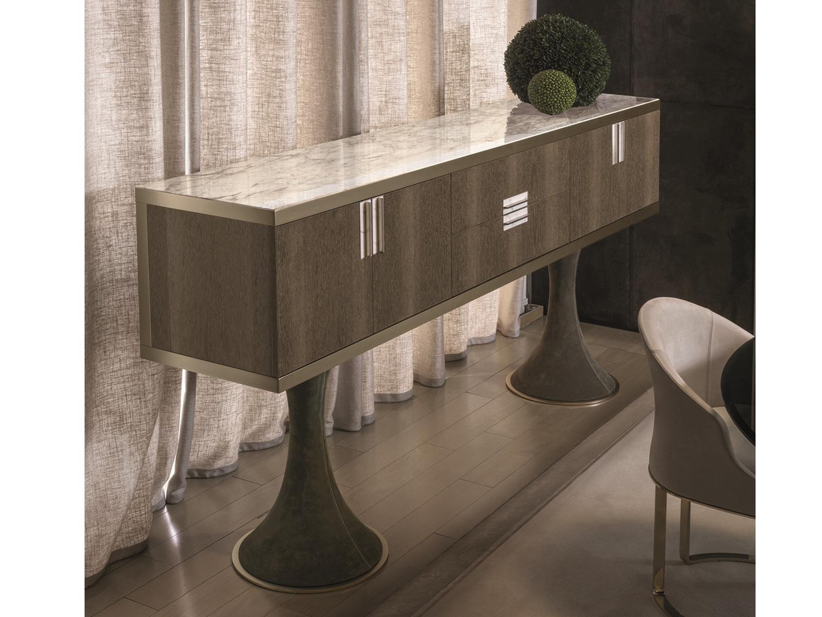 Leather sideboard with doors | Oscar by Longhi
