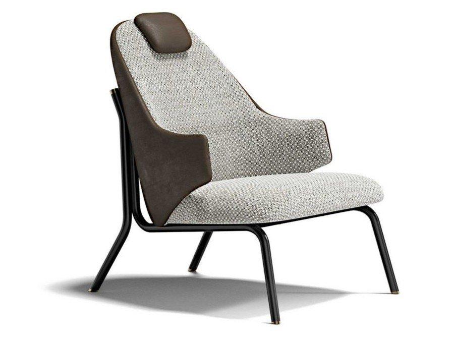 Upholstered fabric armchair with headrest | Diva by Capital Collection