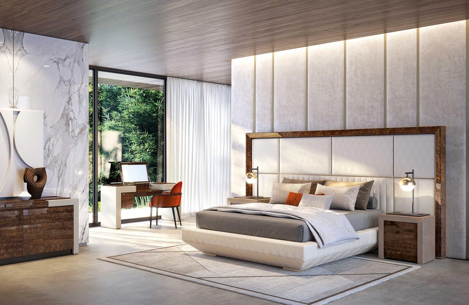 Leather king size bed with high headboard | Kimera by Capital Collection