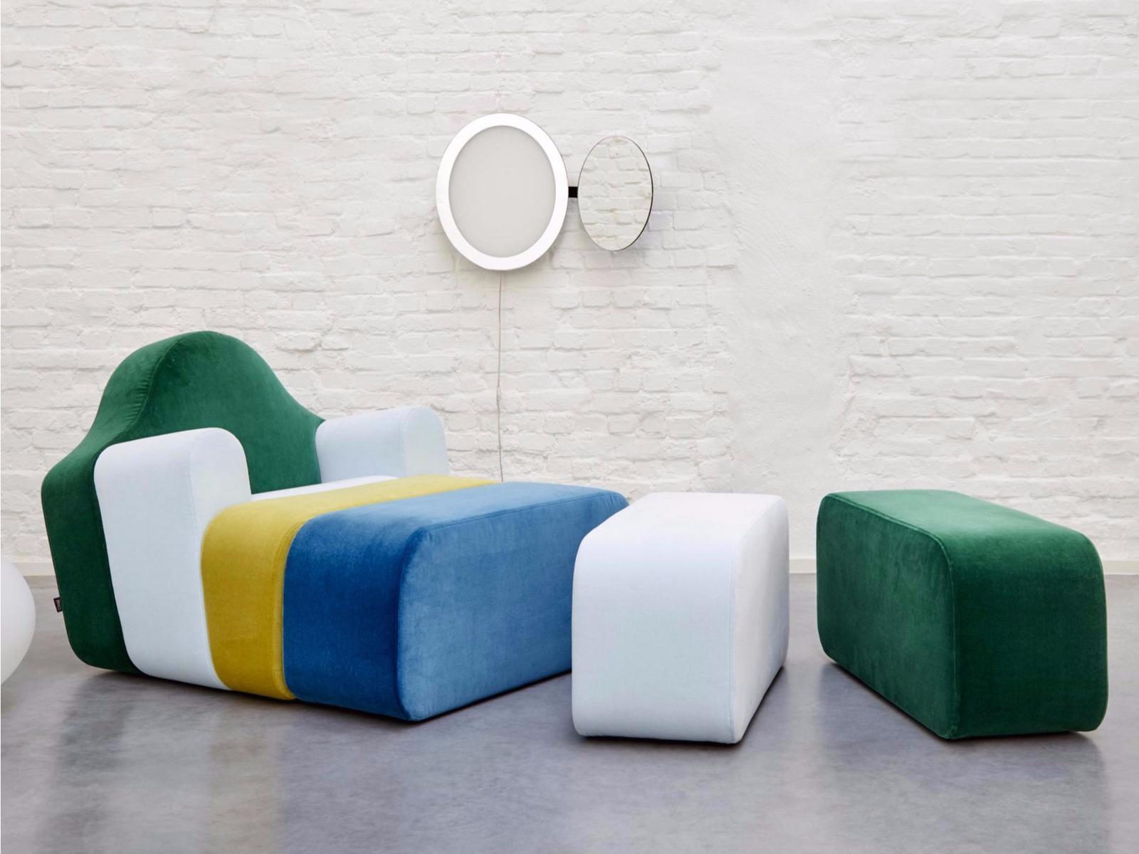 Sectional fabric armchair with footstool | Slice by Ligne Roset