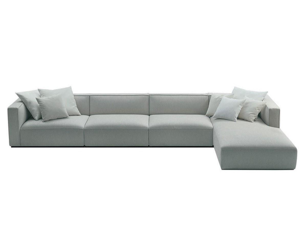 Sectional fabric sofa with removable cover with chaise longue | Shangai by Poliform