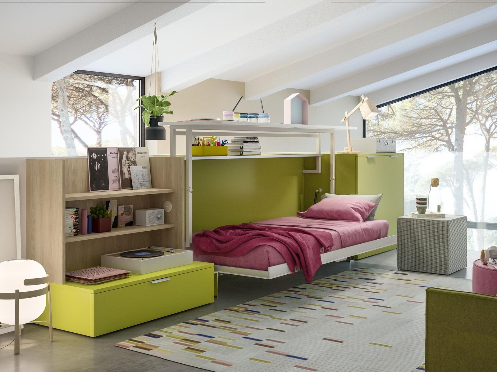 Wooden bedroom set with pull-out bed | Cabrio In by CLEI