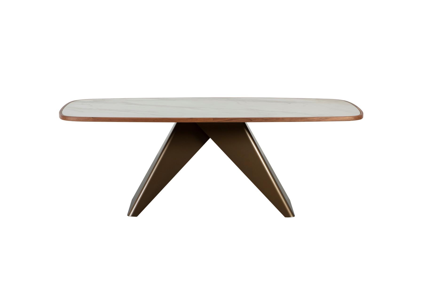 Rectangular table in porcelain stoneware and steel base | Maitre by Tonin Casa