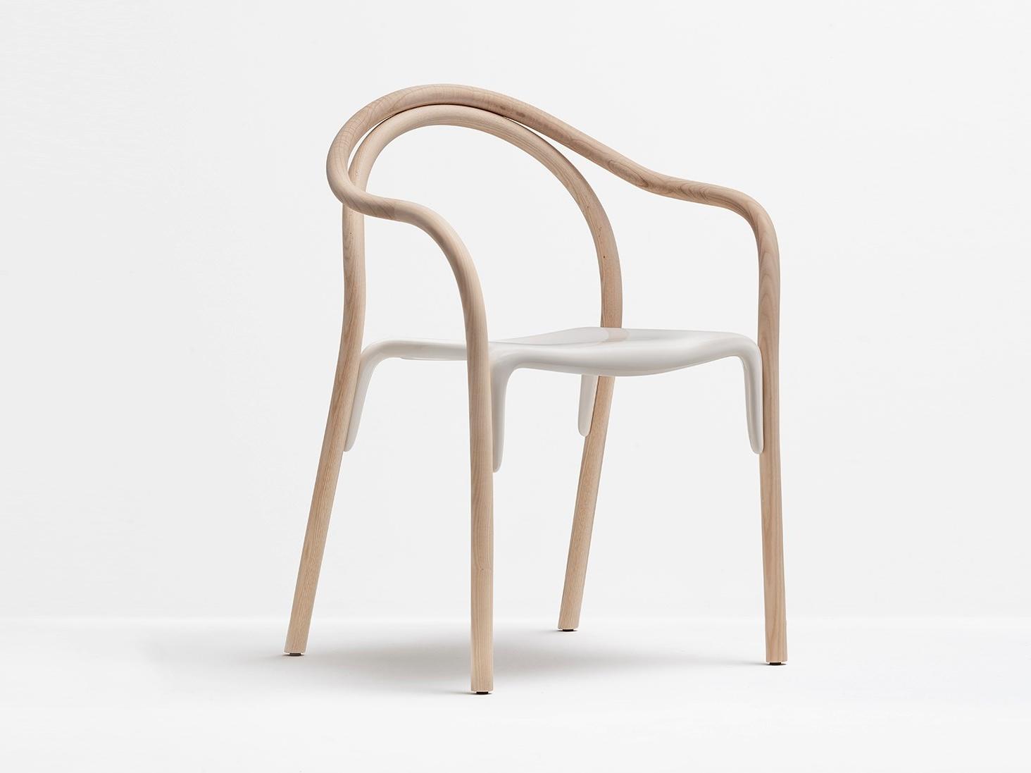 Stackable ash chair with armrests | Soul 3745 by Pedrali