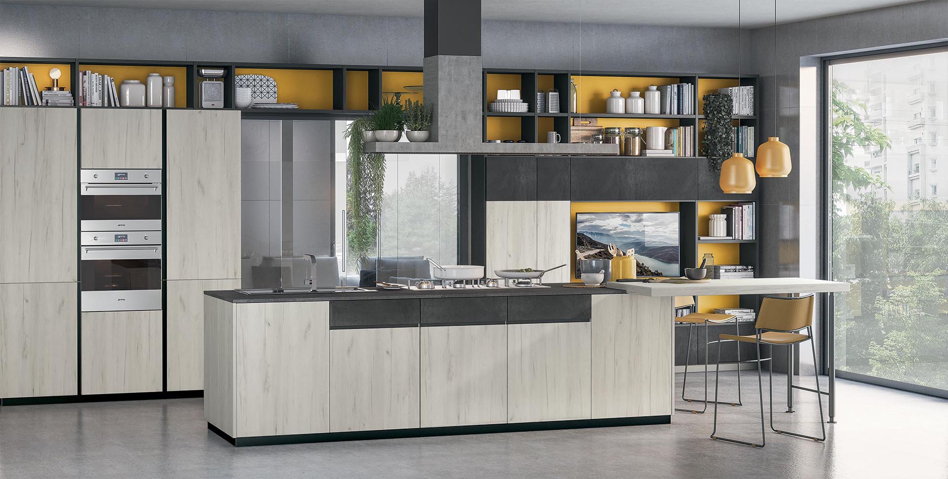 Uv lacquered kitchen with handles Lube Cucine Immagina plus