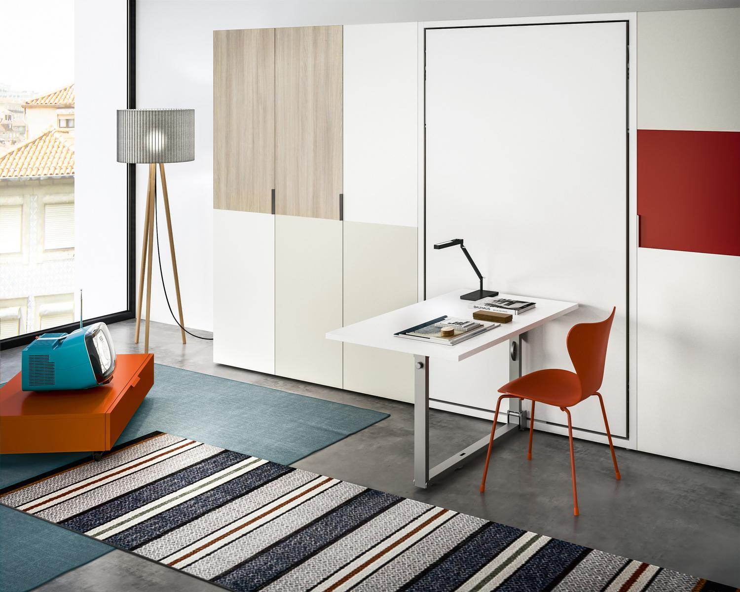 Convertible pull-down melamine-faced chipboard single bed | Altea Book 120 Work by CLEI