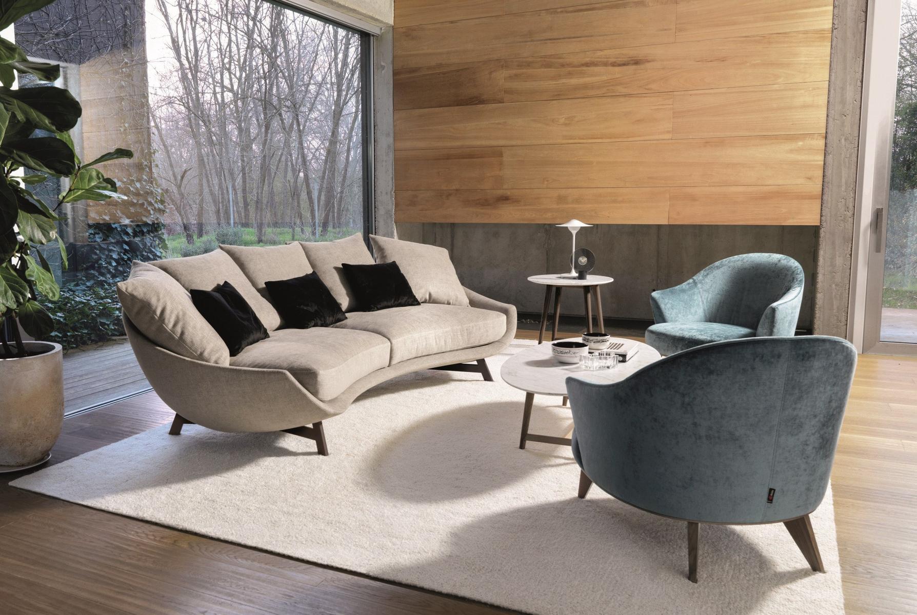 Fabric armchair with removable cover with footstool | Alasia by Desiree