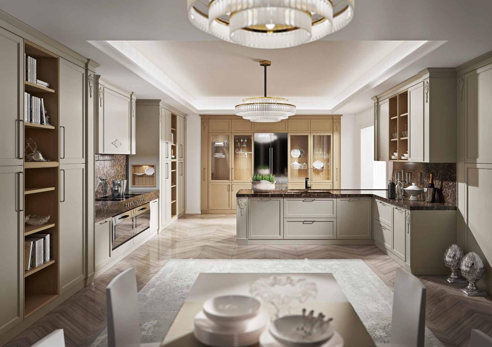 Wood kitchen with handles Old Line Maya