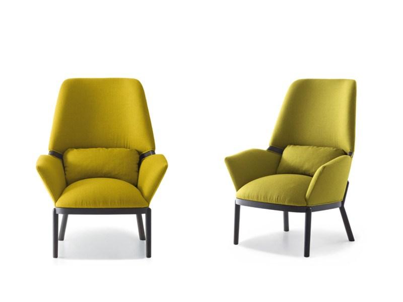 Upholstered high-back fabric armchair with armrests | Serena by Arflex
