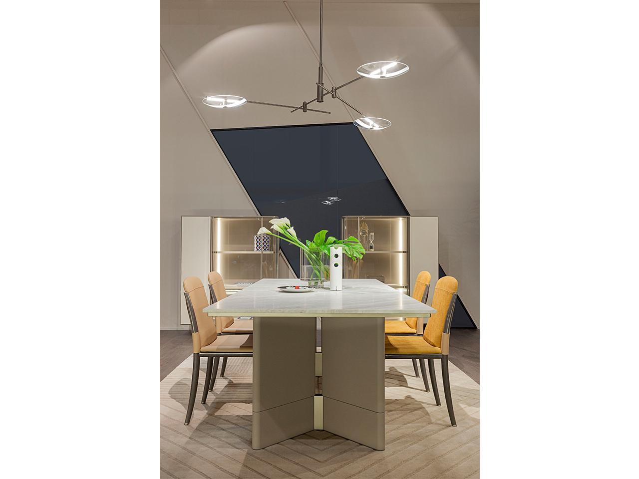 Rectangular marble and leather table | Zero by Turri