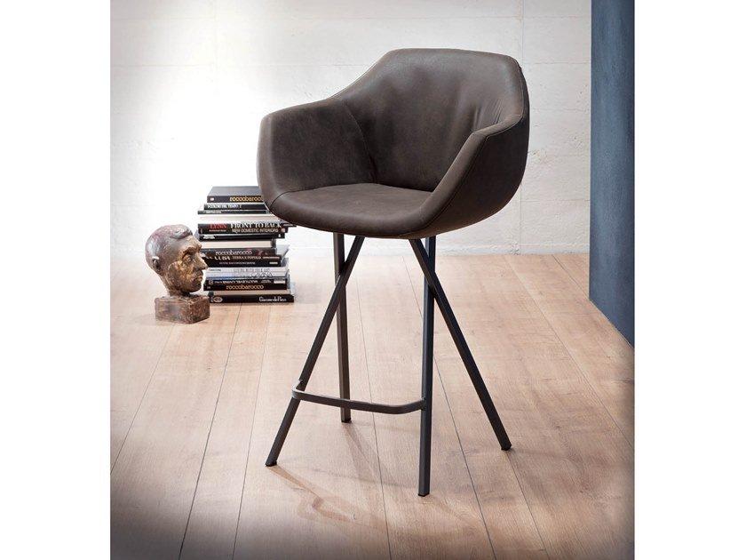 High upholstered leather stool | Dumbo by Ozzio Italia