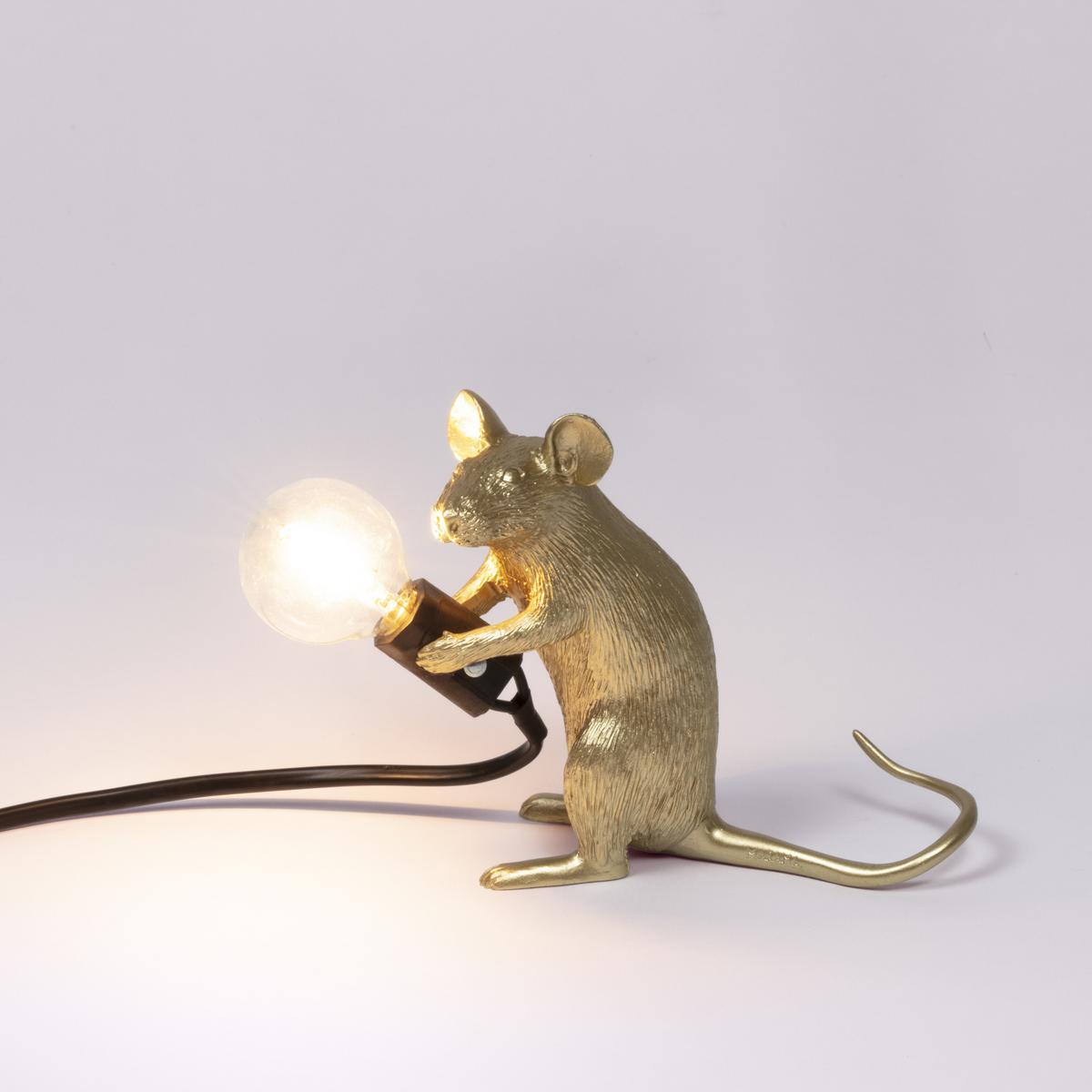 LED resin table lamp | Mouse Lamp Gold - Mac by Seletti