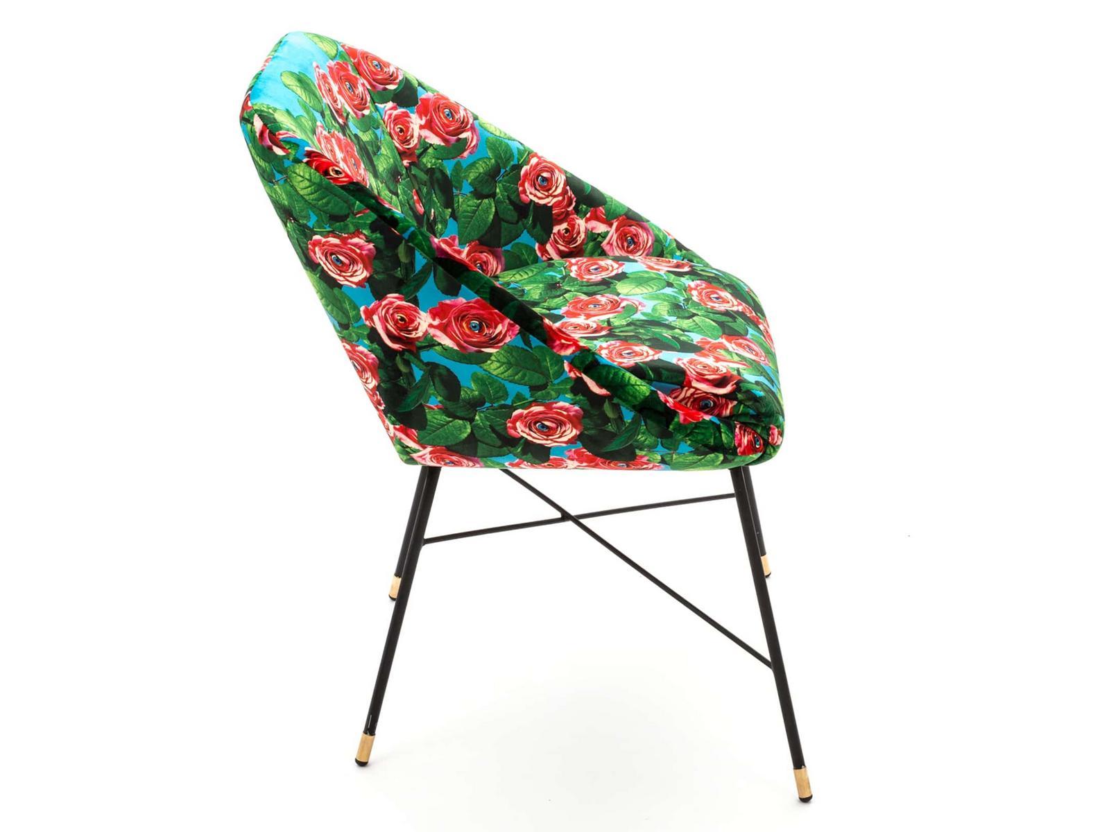 Upholstered fabric chair with armrests | Roses by Seletti