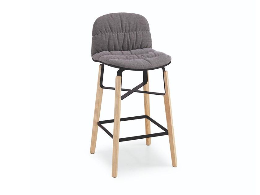 High fabric stool with back with footrest | Liù H65 / H75 Ts by Midj