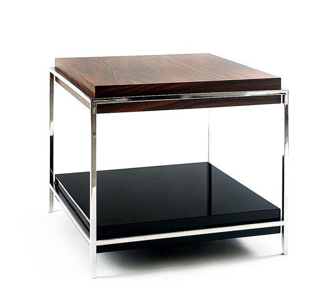 Stainless steel and wood coffee table with integrated magazine rack | Times by Boca Do Lobo