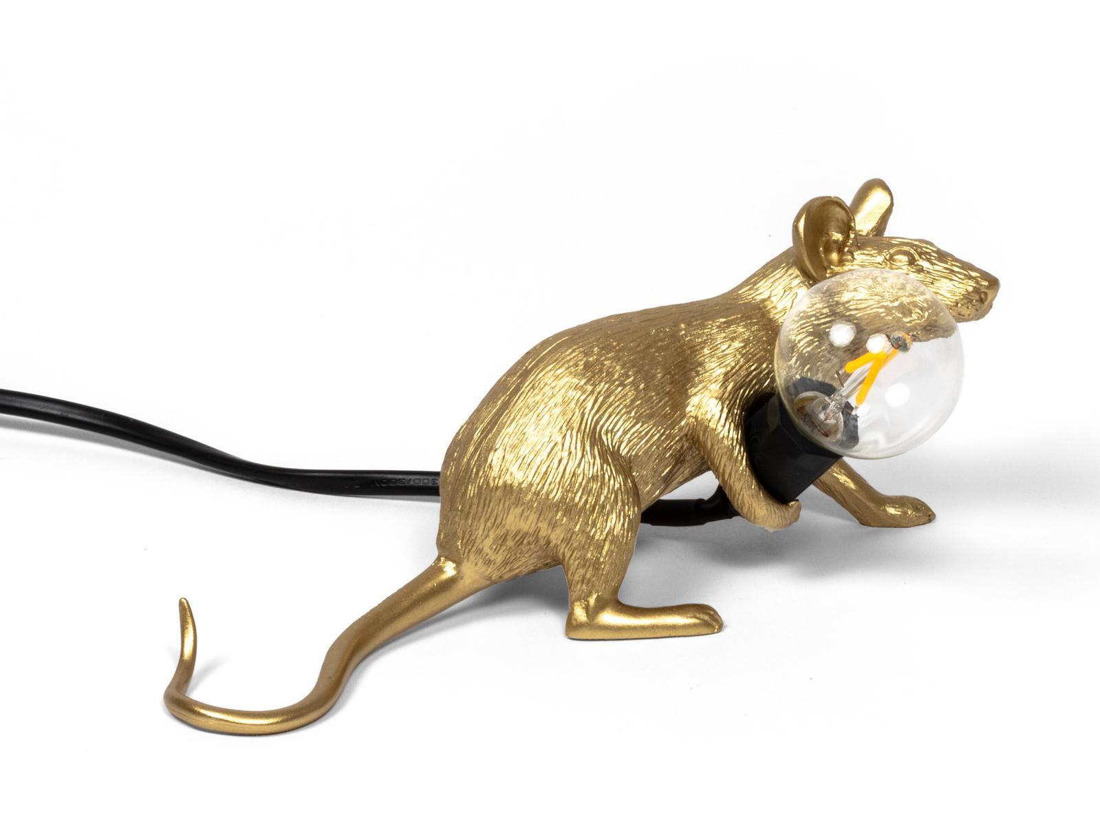 LED resin table lamp | Mouse Lamp Gold - Lop by Seletti