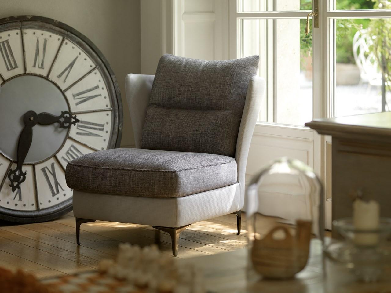 Leather and fabric armchair | Voltaire by Borzalino