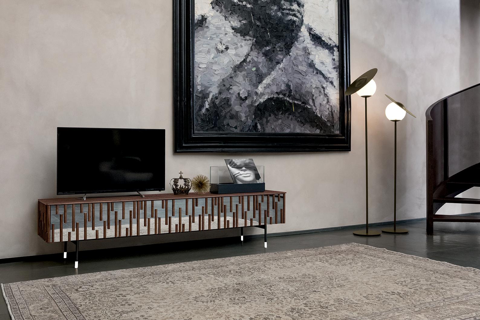 Wood and glass TV cabinet with drawers | Drops by Tonin Casa