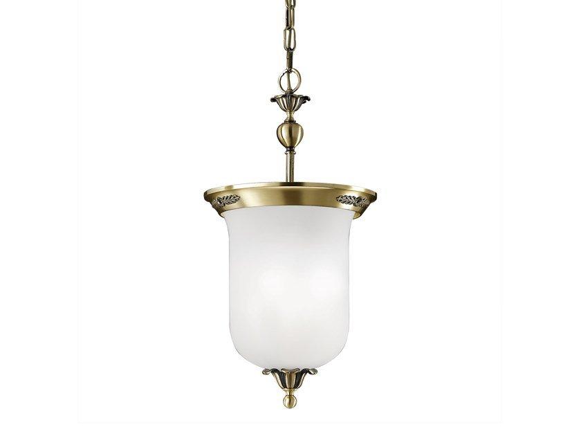 Antique Brass finish pendant with satin glass | Elisabeth 1972/3-sat by Possoni Illuminazione