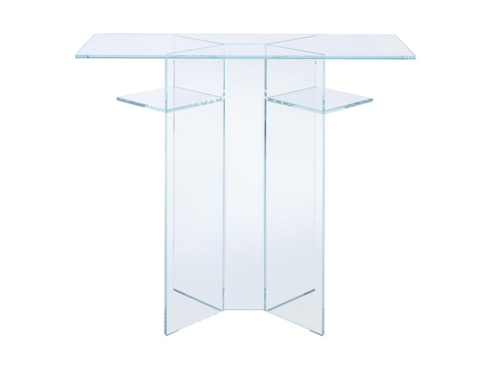 Rectangular tempered glass console table with shelving | Sonate by Ligne Roset