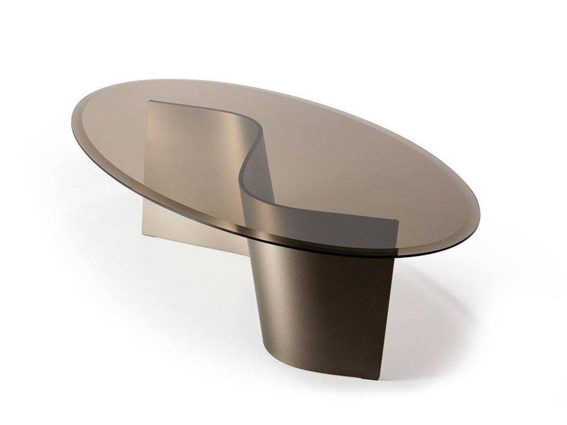 Oval glass coffee table for living room | Esse 40 by Reflex
