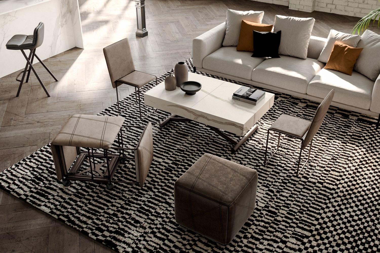 High leather stool with back | Milo by Ozzio Italia