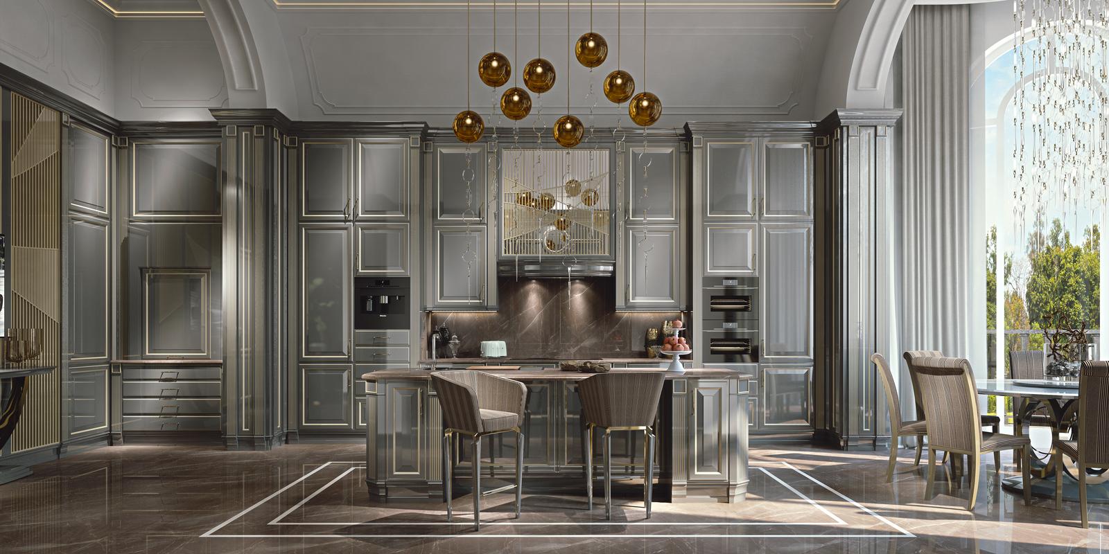 Lacquered kitchen with handles Brummel Grand Gourmet