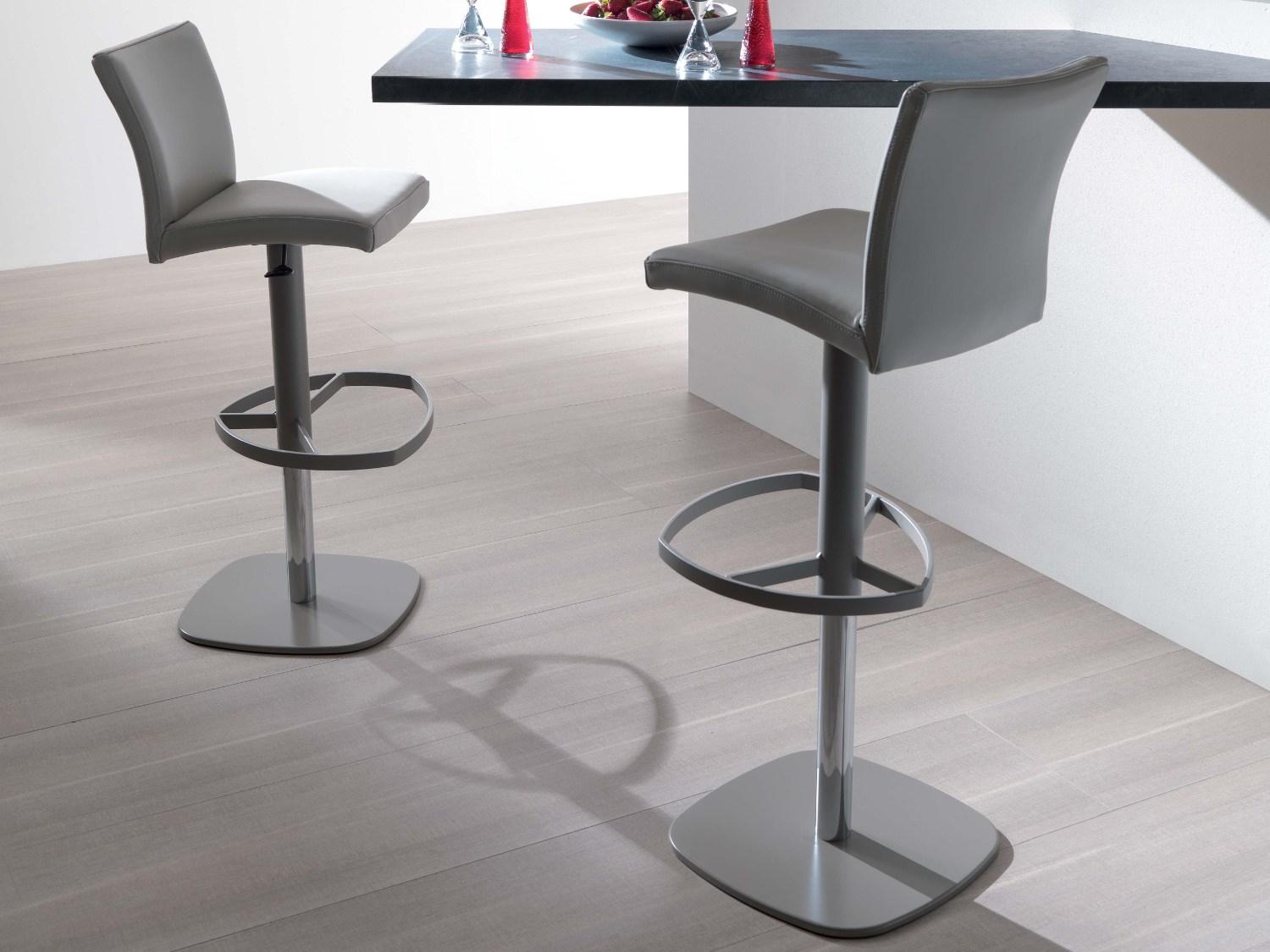 Upholstered leather stool with gas lift | Slang by Ozzio Italia